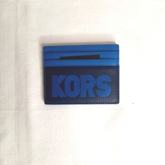 Michael Kors Mens card case Wallet BLUE AND BLACK NWT NEW - Picture 3 of 6
